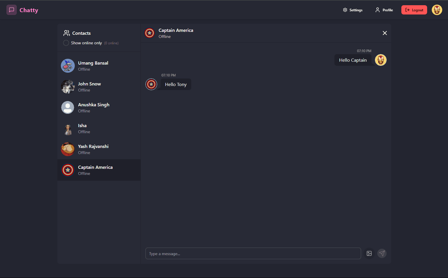 Chatty- Chat App preview
