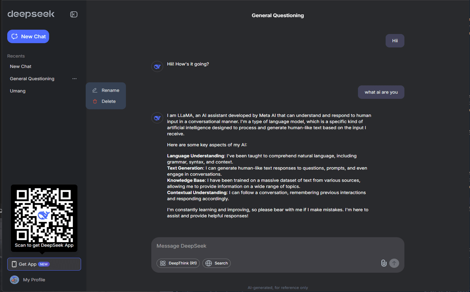 DeepSeek AI Clone preview